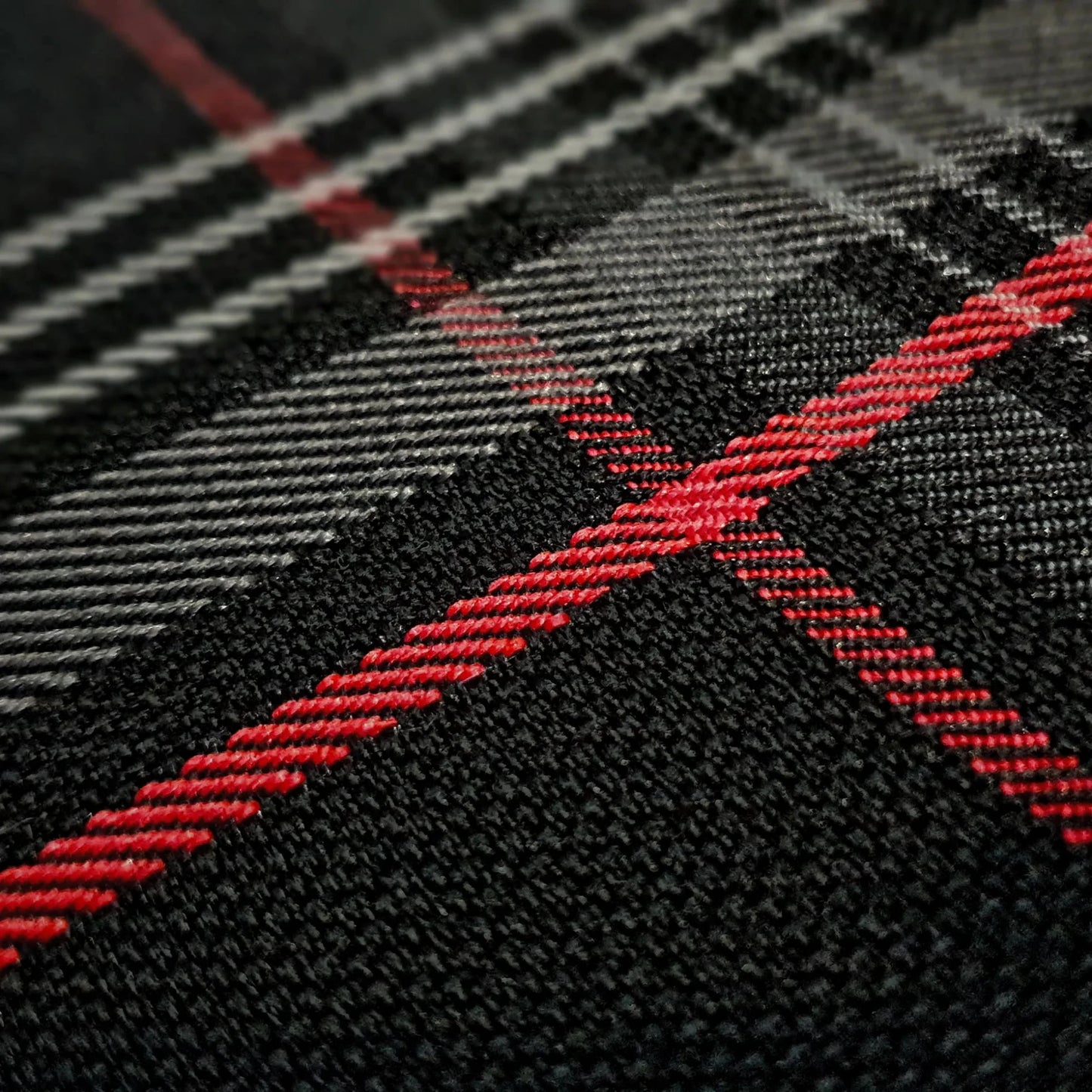 Tartan Fabric GTI Style 5mm Scrim Foam Backed Vehicle Seatr Upholstry (1.5m Wide) - 4-Way Stretch
