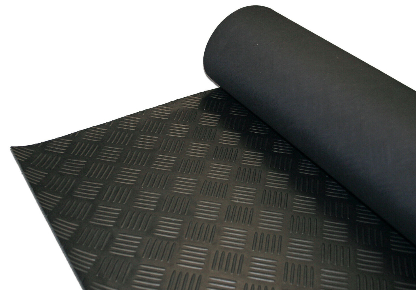 Rubber Flooring 5 Bar Pattern Anti-Slip Shock Absorbing Matting (3mm Thick) - 4-Way Stretch