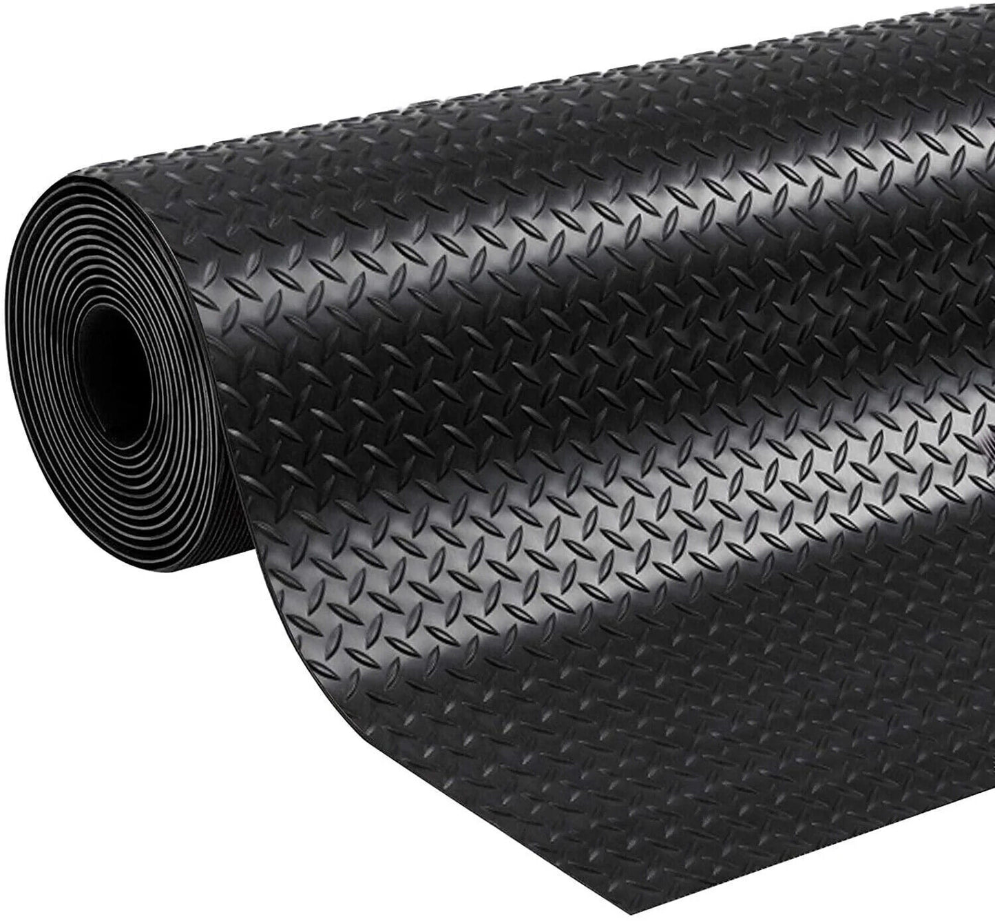 Rubber Flooring Checker Pattern Anti-Slip Thick Shock Absorbing Matting (3mm & 5mm Thick) - 4-Way Stretch