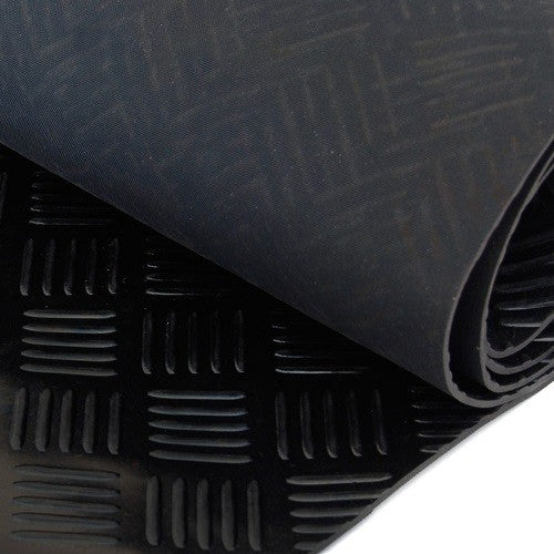 Rubber Flooring 5 Bar Pattern Anti-Slip Shock Absorbing Matting (3mm Thick) - 4-Way Stretch