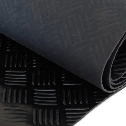 Rubber Flooring 5 Bar Pattern Anti-Slip Shock Absorbing Matting (3mm Thick) - 4-Way Stretch