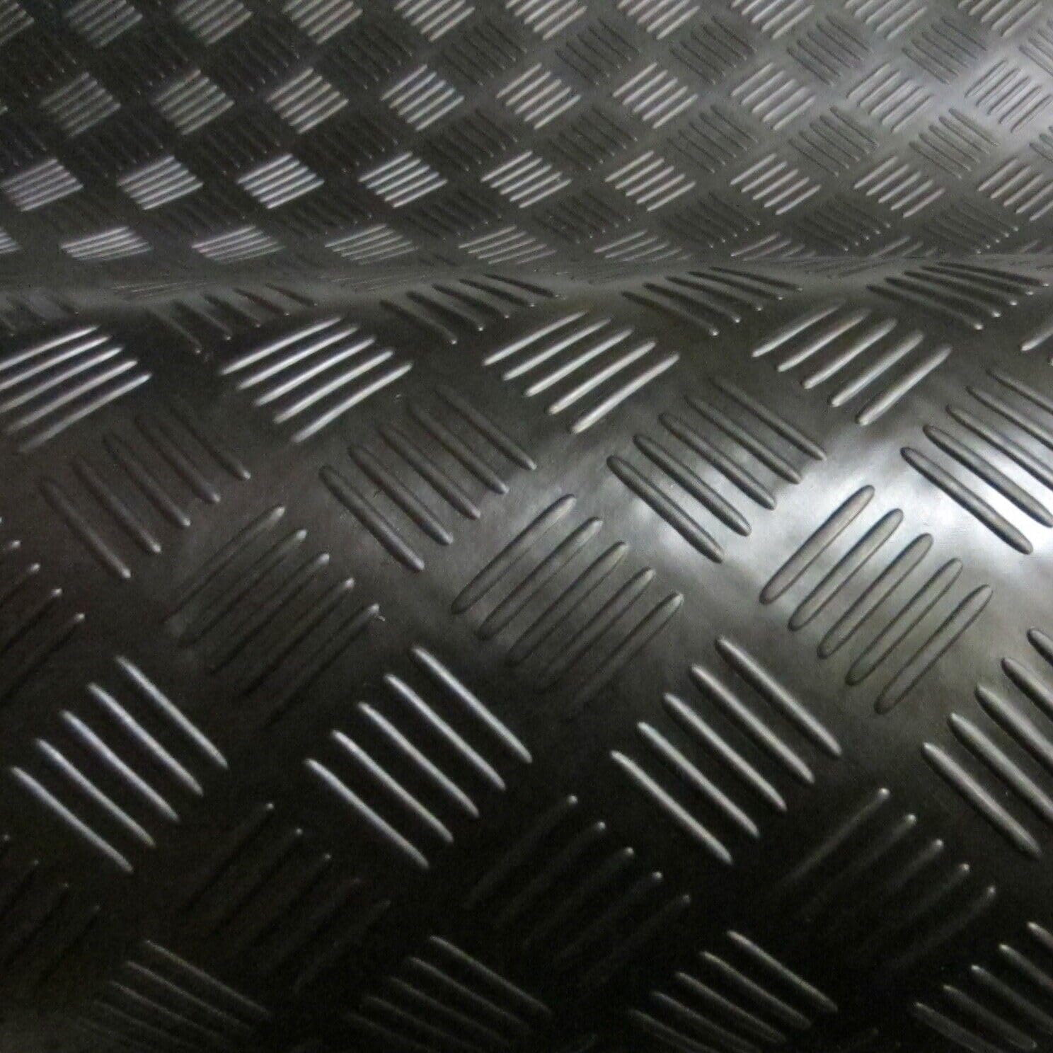 Rubber Flooring 5 Bar Pattern Anti-Slip Shock Absorbing Matting (3mm Thick) - 4-Way Stretch