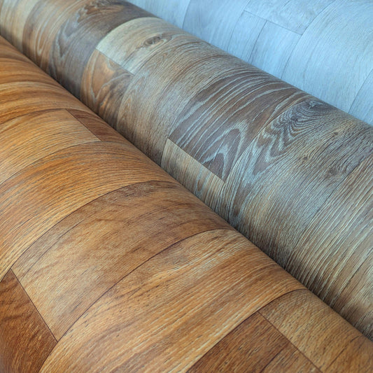 Vinyl Flooring Roll Wood Effect High Quaility Textured R10 Anti Slip Coating 4 WAY - 4-Way Stretch