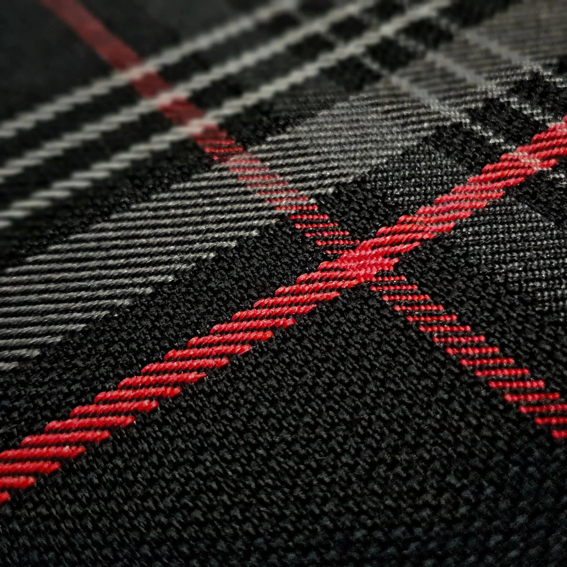 Tartan Fabric GTI Style 5mm Scrim Foam Backed Vehicle Seatr Upholstry (1.5m Wide) - 4-Way Stretch