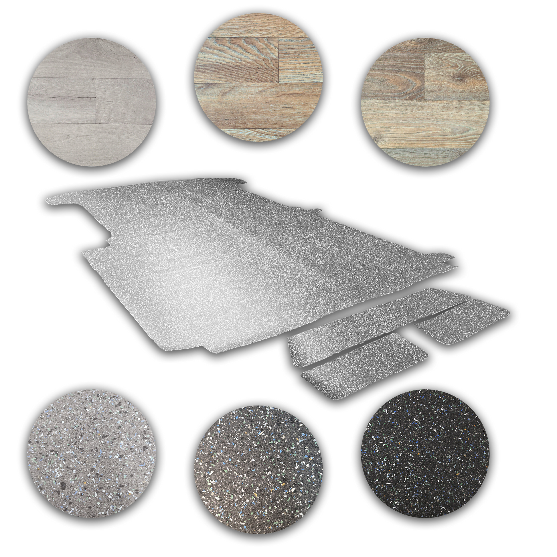 Automotive Pre-Cut VW T5 & T6 Vinyl Campervan Floors (With Side Steps Cuts) - 4-Way Stretch
