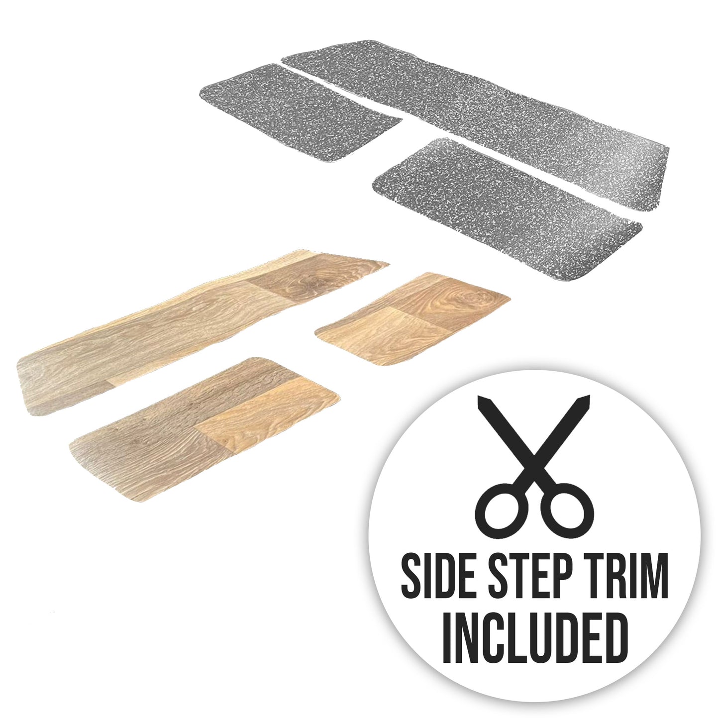 Automotive Pre-Cut VW T5 & T6 Vinyl Campervan Floors (With Side Steps Cuts) - 4-Way Stretch