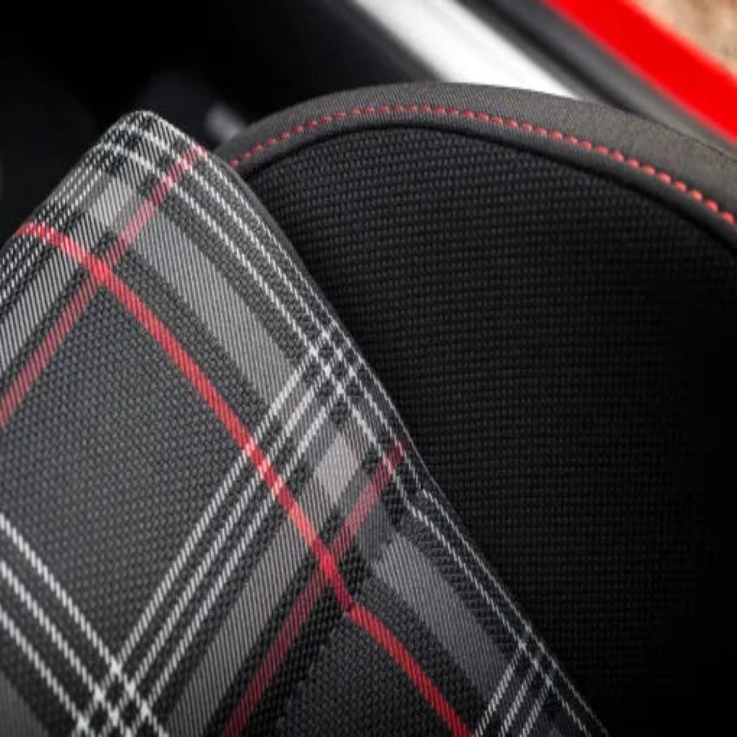 Tartan Fabric GTI Style 5mm Scrim Foam Backed Vehicle Seatr Upholstry (1.5m Wide) - 4-Way Stretch