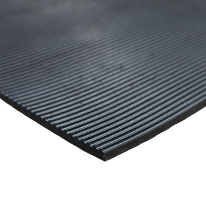 Rubber Flooring Anti Slip Matting Roll - 1.2m Wide Ribbed - 4-Way Stretch
