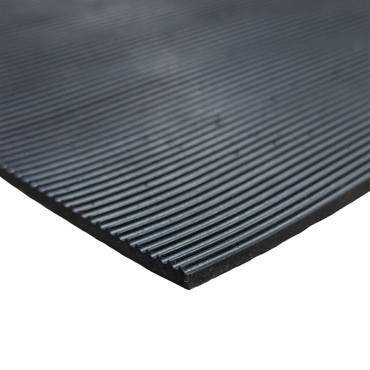 Rubber Flooring Anti Slip Matting Roll - 1.2m Wide Ribbed - 4-Way Stretch
