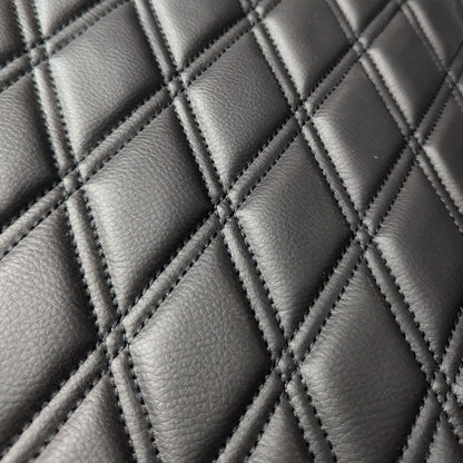 Double Diamond Stitch Pattern Foam Padded  Quilting Faux Leather Vehicale Seat Upholstery Fabric - 4-Way Stretch