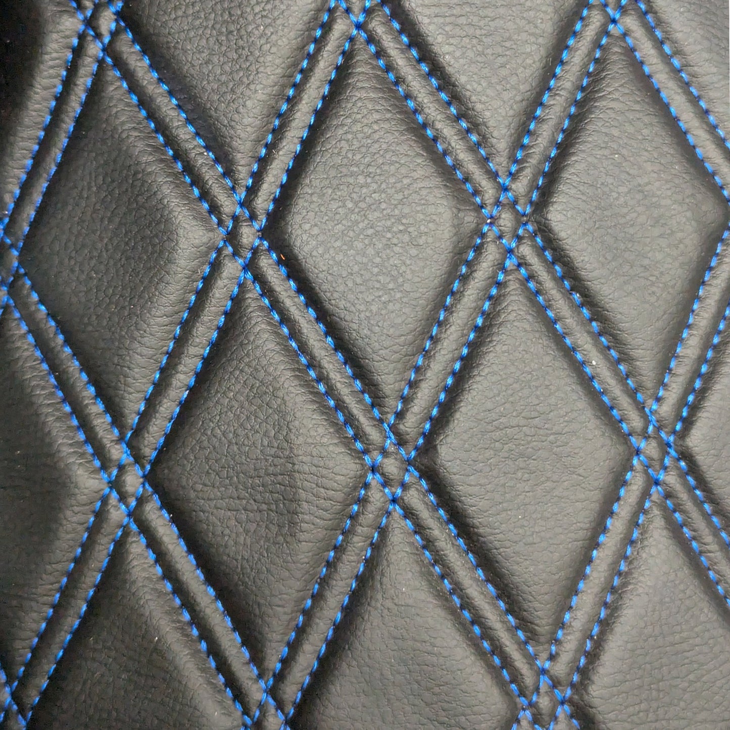 Double Diamond Stitch Pattern Foam Padded  Quilting Faux Leather Vehicale Seat Upholstery Fabric - 4-Way Stretch
