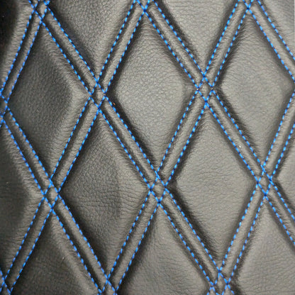 Double Diamond Stitch Pattern Foam Padded  Quilting Faux Leather Vehicale Seat Upholstery Fabric - 4-Way Stretch