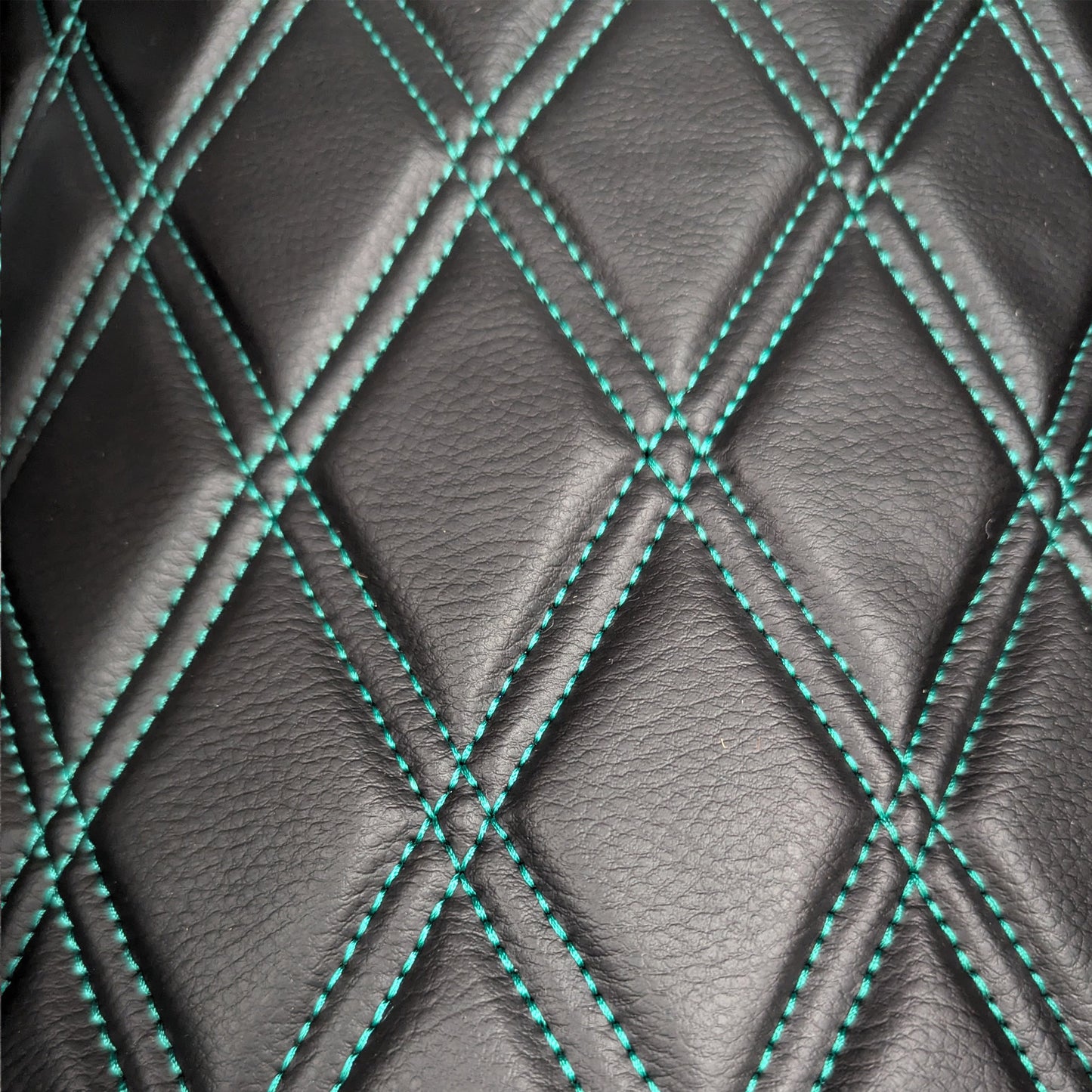 Double Diamond Stitch Pattern Foam Padded  Quilting Faux Leather Vehicale Seat Upholstery Fabric - 4-Way Stretch