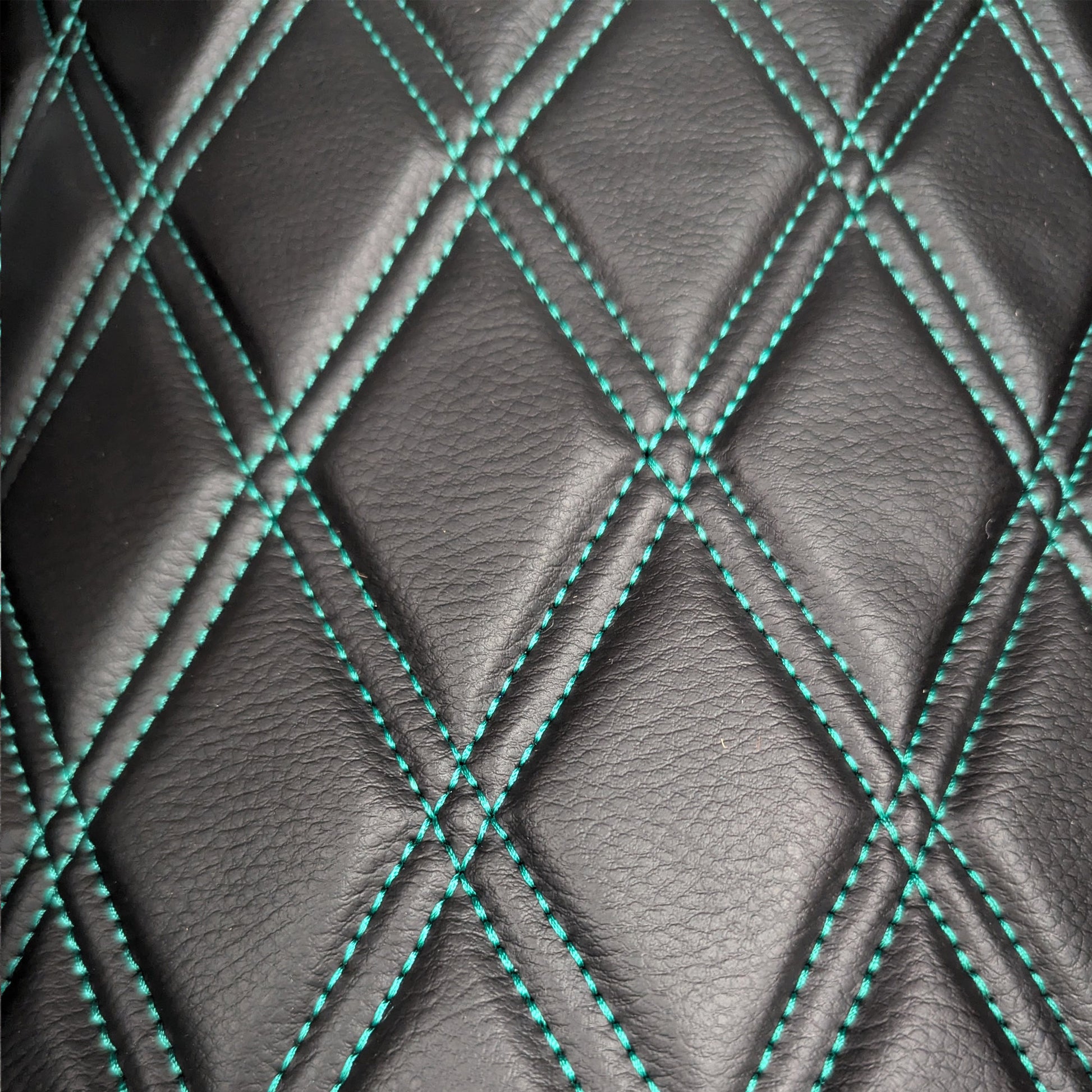 Double Diamond Stitch Pattern Foam Padded  Quilting Faux Leather Vehicale Seat Upholstery Fabric - 4-Way Stretch
