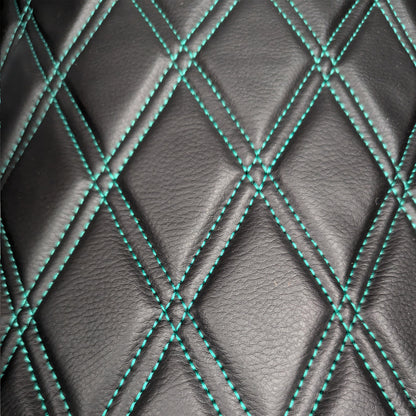 Double Diamond Stitch Pattern Foam Padded  Quilting Faux Leather Vehicale Seat Upholstery Fabric - 4-Way Stretch