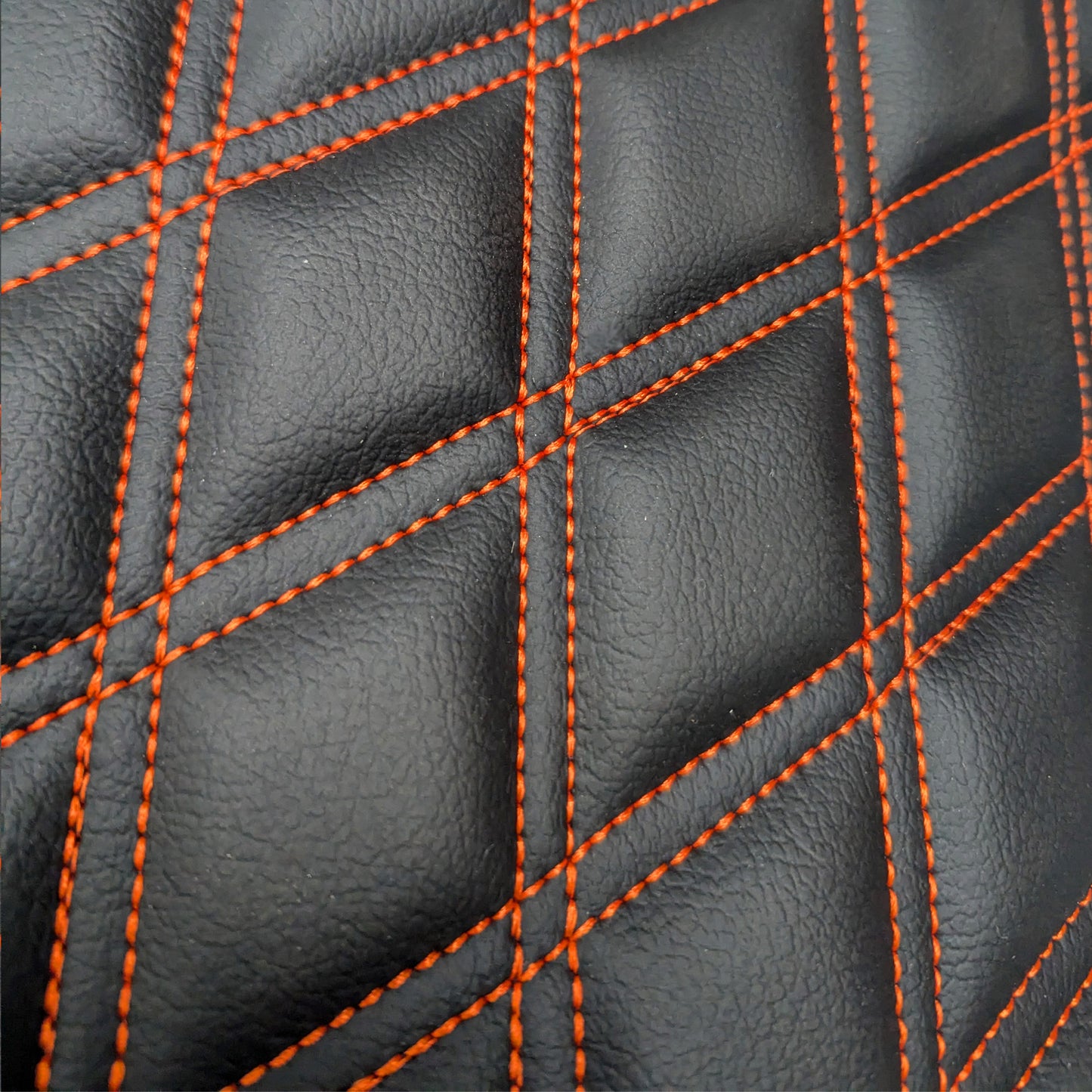Double Diamond Stitch Pattern Foam Padded  Quilting Faux Leather Vehicale Seat Upholstery Fabric - 4-Way Stretch