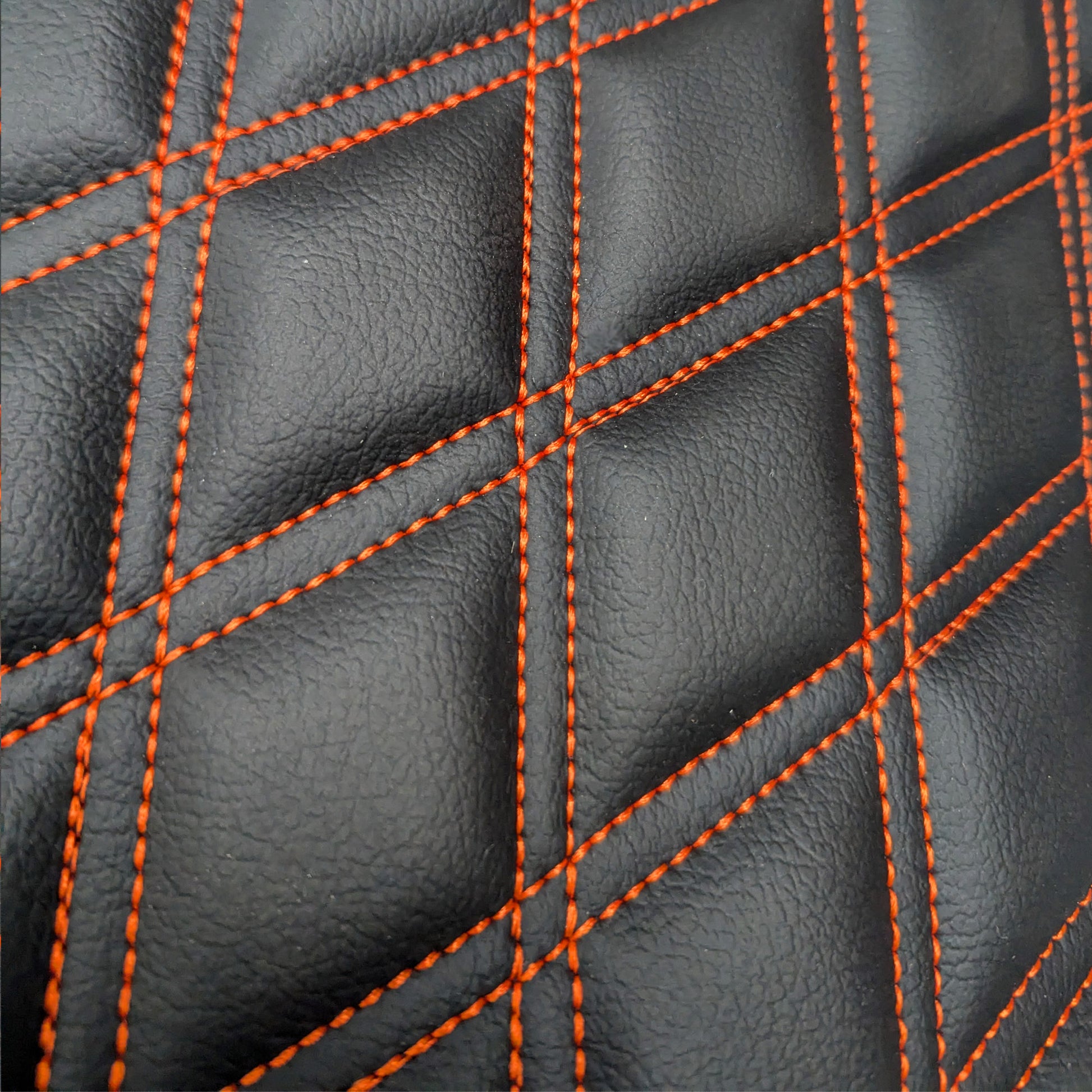 Double Diamond Stitch Pattern Foam Padded  Quilting Faux Leather Vehicale Seat Upholstery Fabric - 4-Way Stretch