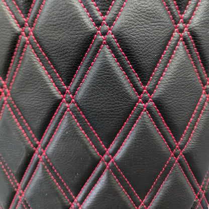 Double Diamond Stitch Pattern Foam Padded  Quilting Faux Leather Vehicale Seat Upholstery Fabric - 4-Way Stretch