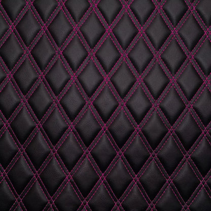 Double Diamond Stitch Pattern Foam Padded  Quilting Faux Leather Vehicale Seat Upholstery Fabric - 4-Way Stretch
