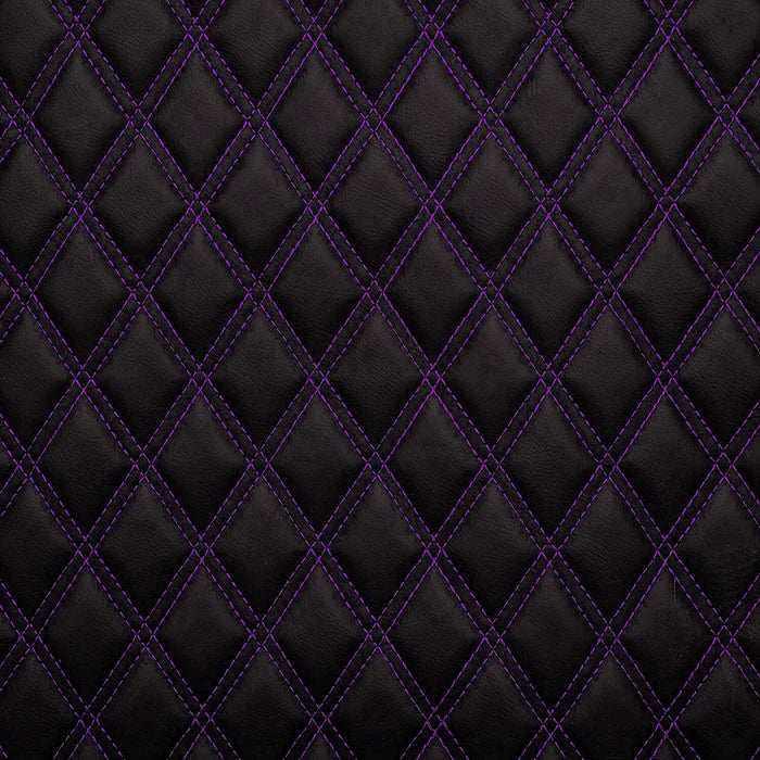 Double Diamond Stitch Pattern Foam Padded  Quilting Faux Leather Vehicale Seat Upholstery Fabric - 4-Way Stretch