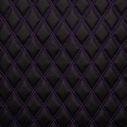 Double Diamond Stitch Pattern Foam Padded  Quilting Faux Leather Vehicale Seat Upholstery Fabric - 4-Way Stretch