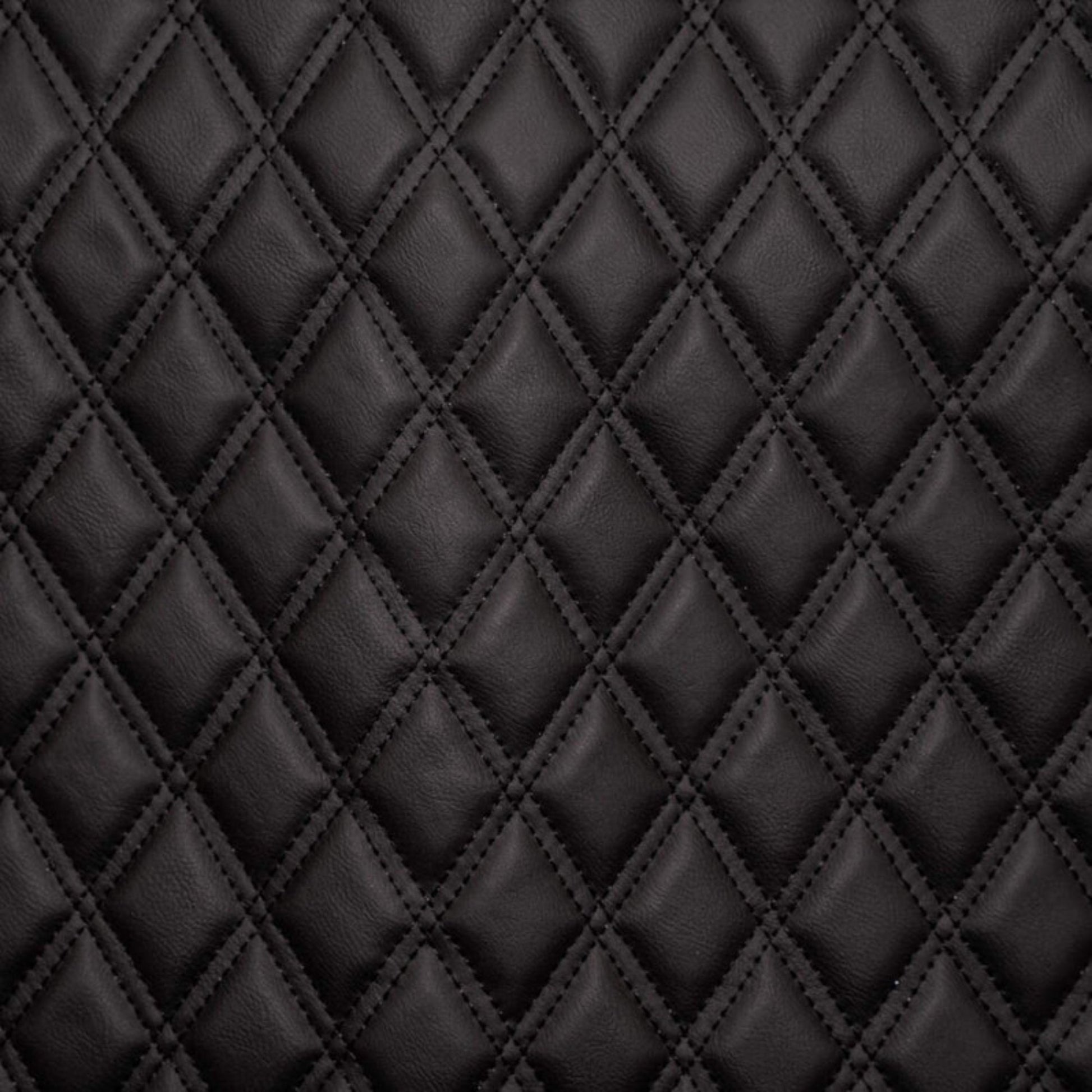 Double Diamond Stitch Pattern Foam Padded  Quilting Faux Leather Vehicale Seat Upholstery Fabric - 4-Way Stretch