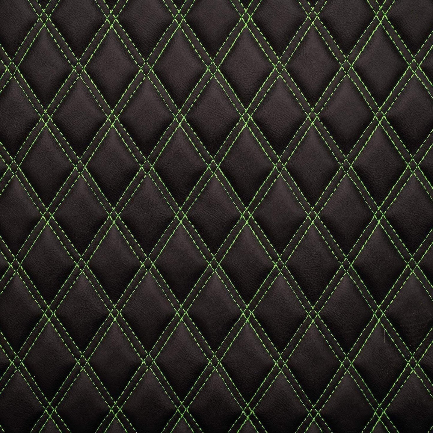 Double Diamond Stitch Pattern Foam Padded  Quilting Faux Leather Vehicale Seat Upholstery Fabric - 4-Way Stretch