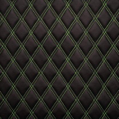 Double Diamond Stitch Pattern Foam Padded  Quilting Faux Leather Vehicale Seat Upholstery Fabric - 4-Way Stretch