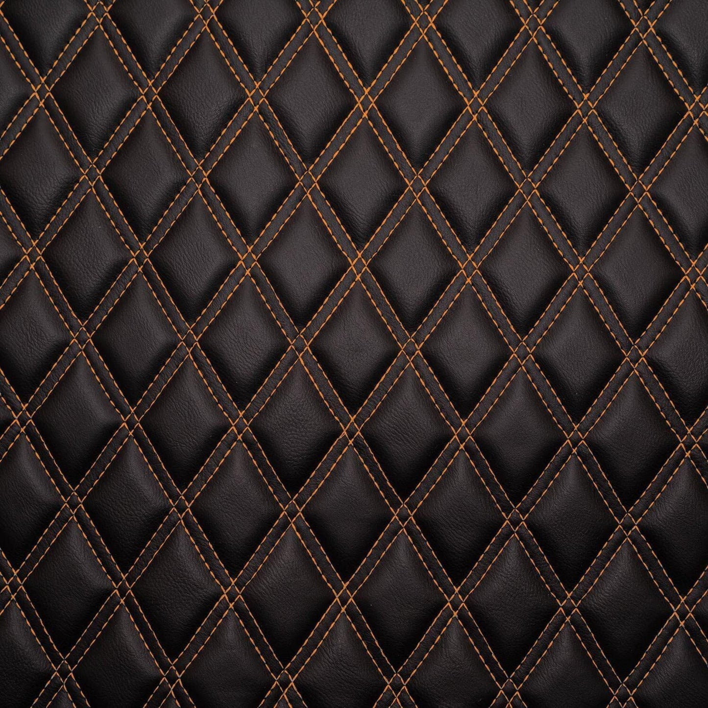 Double Diamond Stitch Pattern Foam Padded  Quilting Faux Leather Vehicale Seat Upholstery Fabric - 4-Way Stretch