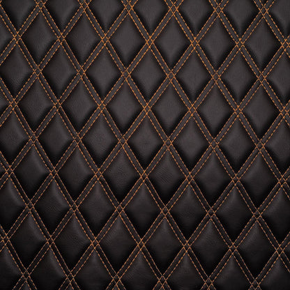 Double Diamond Stitch Pattern Foam Padded  Quilting Faux Leather Vehicale Seat Upholstery Fabric - 4-Way Stretch