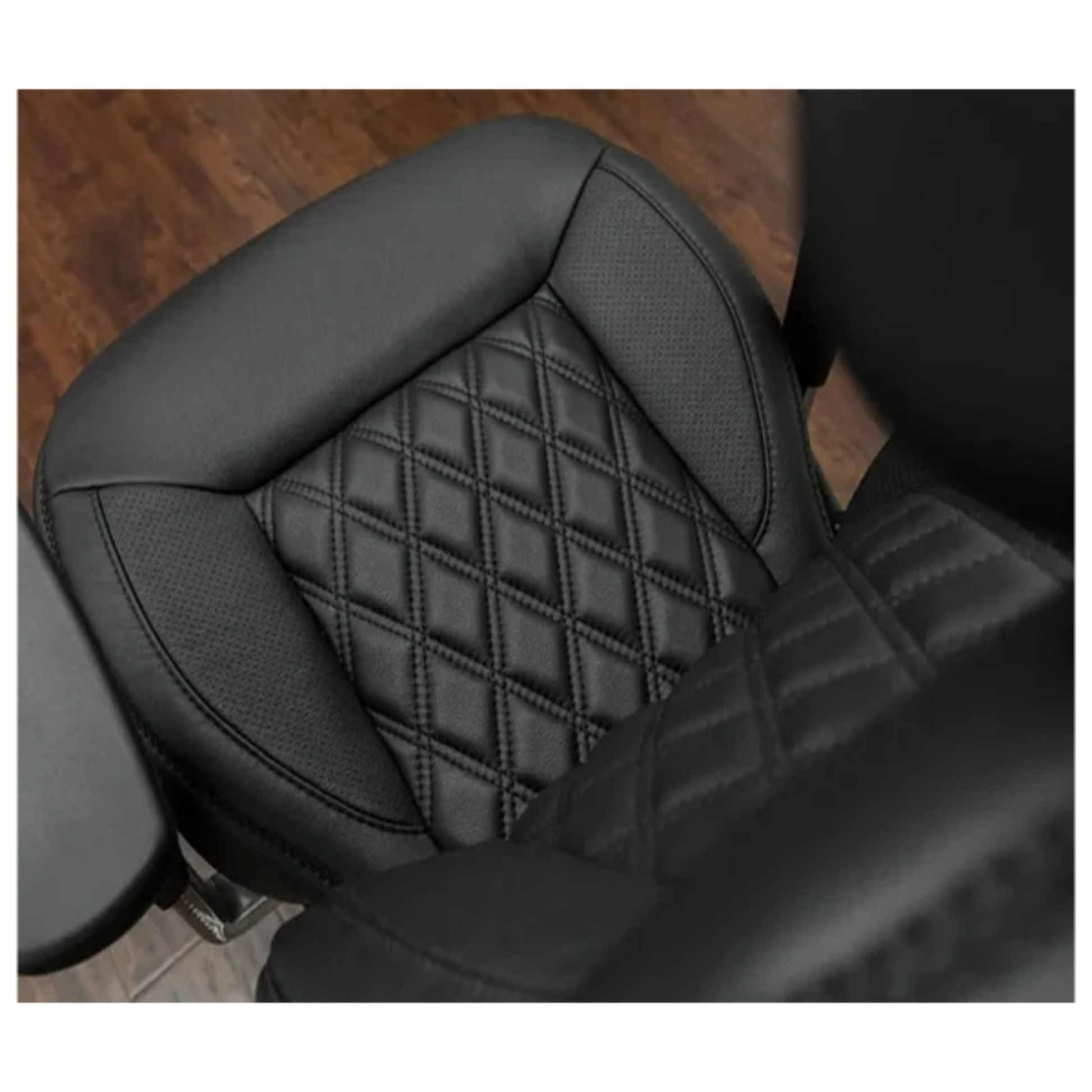 Double Diamond Stitch Pattern Foam Padded  Quilting Faux Leather Vehicale Seat Upholstery Fabric - 4-Way Stretch