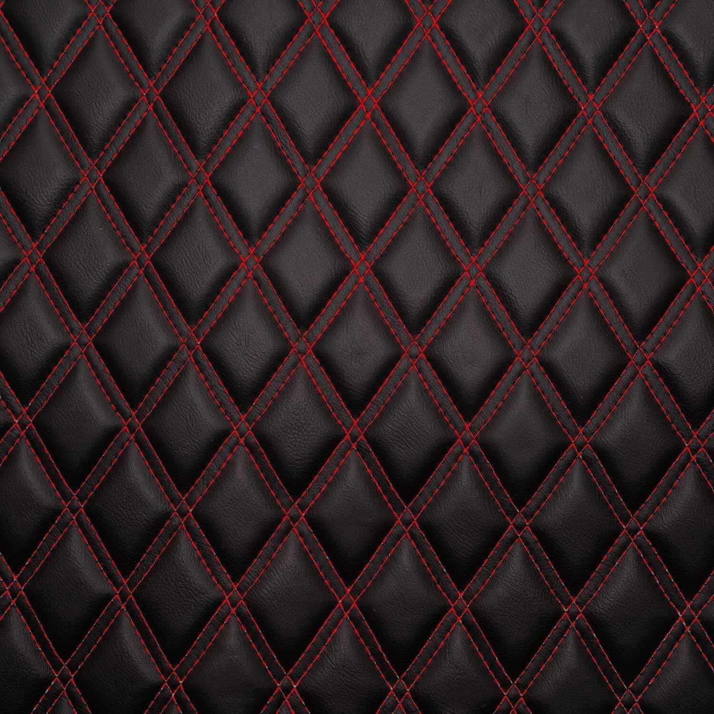 Double Diamond Stitch Pattern Foam Padded  Quilting Faux Leather Vehicale Seat Upholstery Fabric - 4-Way Stretch