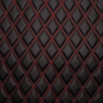 Double Diamond Stitch Pattern Foam Padded  Quilting Faux Leather Vehicale Seat Upholstery Fabric - 4-Way Stretch
