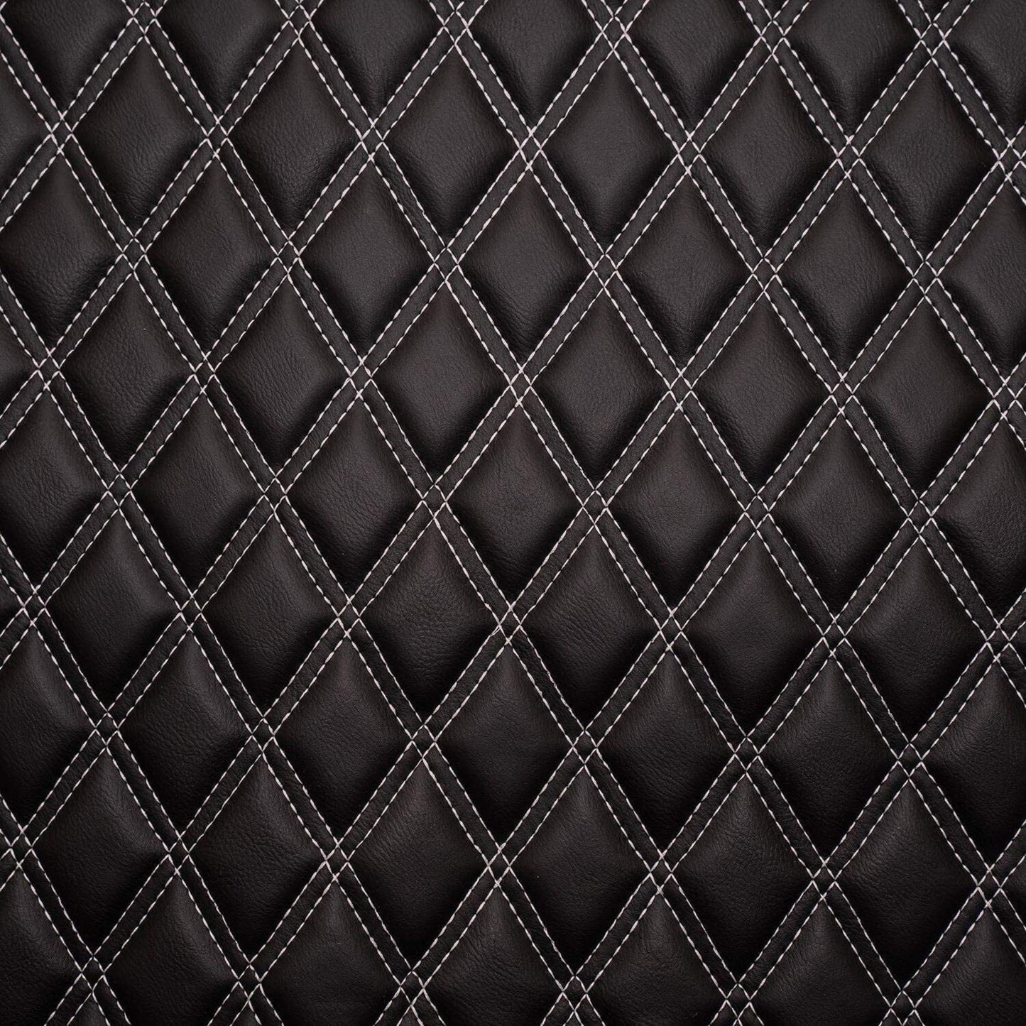 Double Diamond Stitch Pattern Foam Padded  Quilting Faux Leather Vehicale Seat Upholstery Fabric - 4-Way Stretch