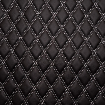 Double Diamond Stitch Pattern Foam Padded  Quilting Faux Leather Vehicale Seat Upholstery Fabric - 4-Way Stretch
