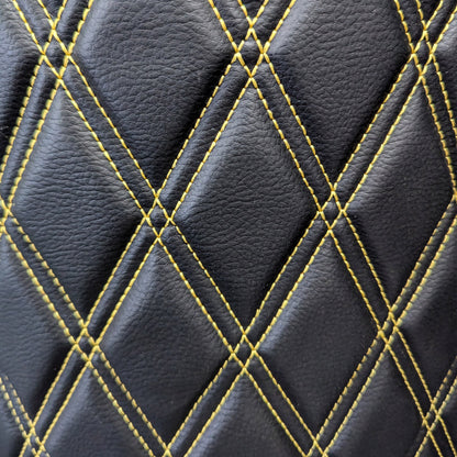 Double Diamond Stitch Pattern Foam Padded  Quilting Faux Leather Vehicale Seat Upholstery Fabric - 4-Way Stretch
